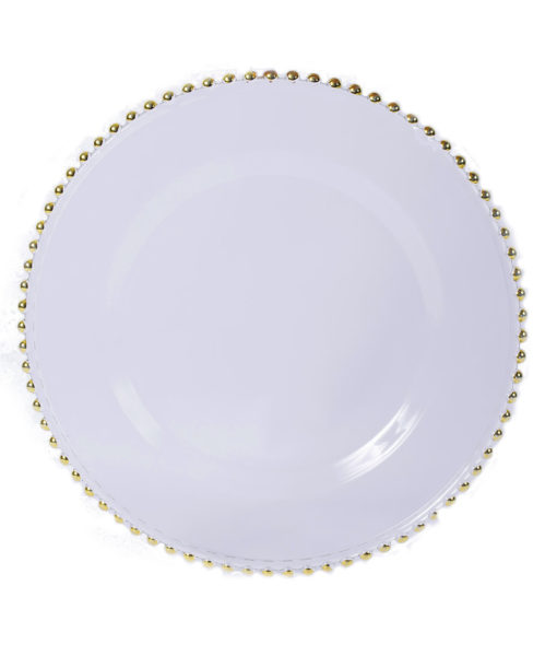 Gold Beaded Glass Charger Plate