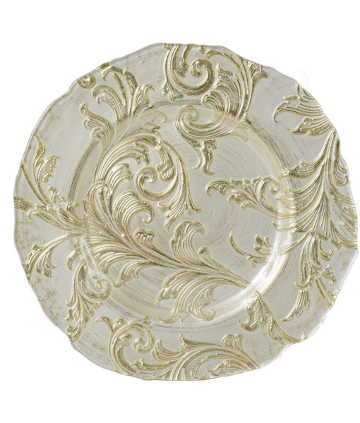 Gold Flora Glass Charger Plate