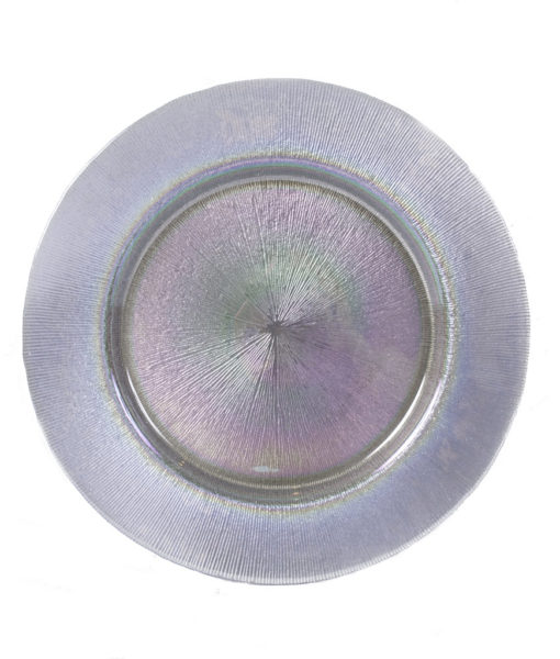Silver Opal Glass Charger Plate