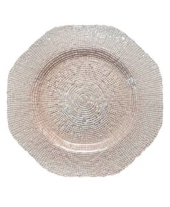 Glass Blush Hexagon Charger Plate