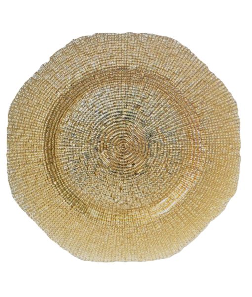 Glass Gold Hexagon Charger Plate
