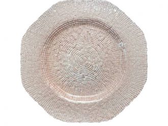 Glass Hexagon Blush 13" Charger Plate