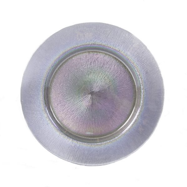 Glass Silver Opal 13" Charger Plate