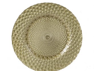 Glass Gold Plume 13" Charger Plate