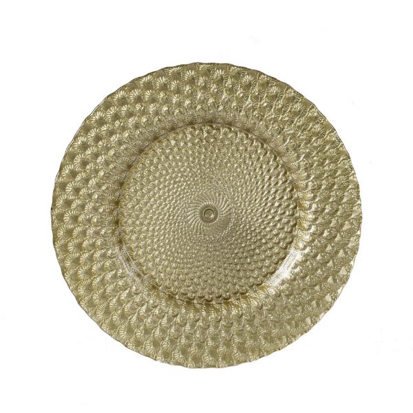 Glass Gold Plume 13" Charger Plate